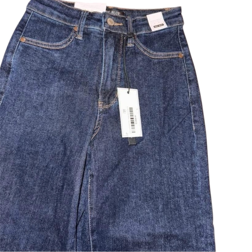 Judy Blue Dark Indigo Wide leg crop trouser style. So cute. Size 0/24 nwt! - Picture 9 of 10